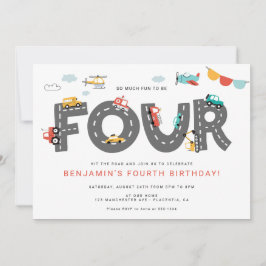 Pkw & Lkw Stadtverkehr VIERTER Geburtstag Einladung