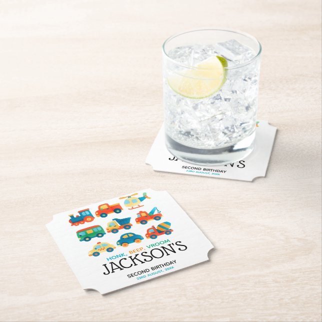 Pkw und Lkw-Verkehr Geburtstag Untersetzer (Vor Ort)