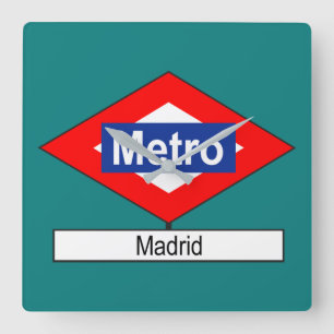 Placa Metro Madrid Quadratische Wanduhr