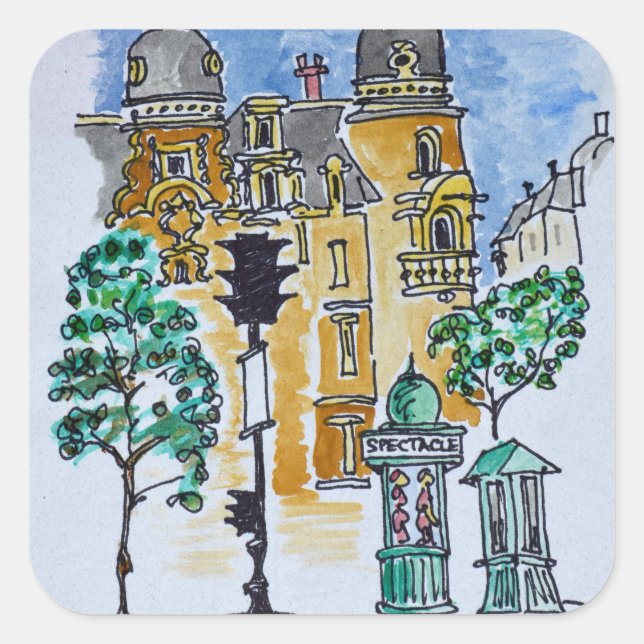 Place Alphonse Deville | Paris, Frankreich Quadratischer Aufkleber (Vorderseite)