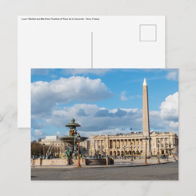 Place de la Concorde and obelisk - Paris, Frankrei Postkarte (Vorne/Hinten)