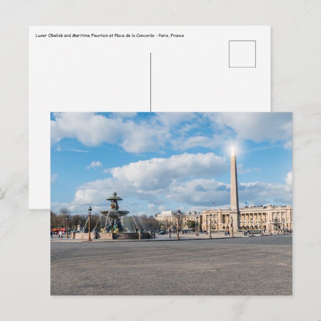 Place de la Concorde and obelisk - Paris, Frankrei Postkarte (Vorne/Hinten)