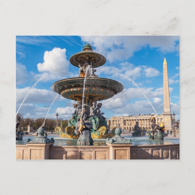 Place de la Concorde and obelisk - Paris, Frankrei Postkarte (Vorderseite)