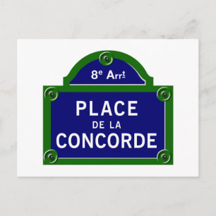 Place de la Concorde, Paris Street Sign Postkarte