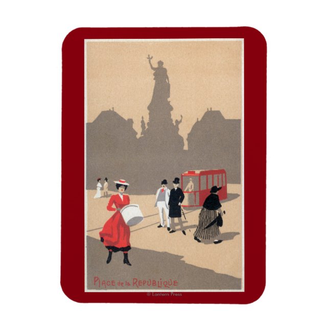 Place de la Republique Art Deco Szene Magnet (Vertikal)