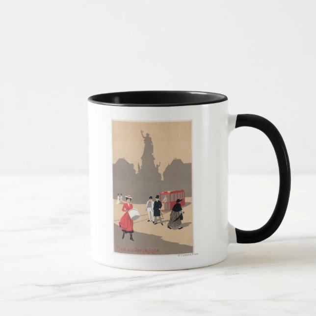 Place de la Republique Art Deco Szene Tasse (Rechts)