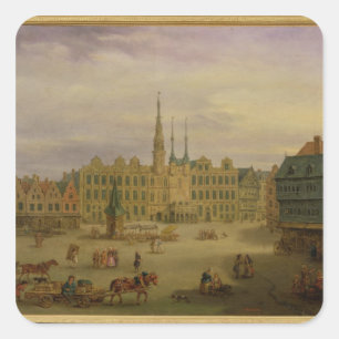 Place de L'Hotel de Ville, Cambrai, c.1780 Quadratischer Aufkleber