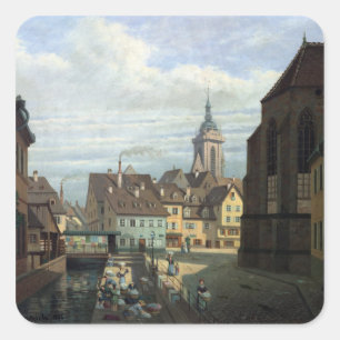 Place des Dominicains, Colmar, 1876 Quadratischer Aufkleber