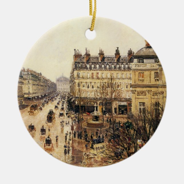 Place du Theater Francais, Paris Rain by Pissarro Keramik Ornament (Vorne)