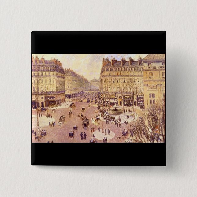 Place du Theatre Francais, Soleil durch Pissaro Button (Vorderseite)
