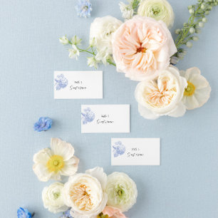 Place & Escort-Karte mit blauen Hydrangeas Platzkarte