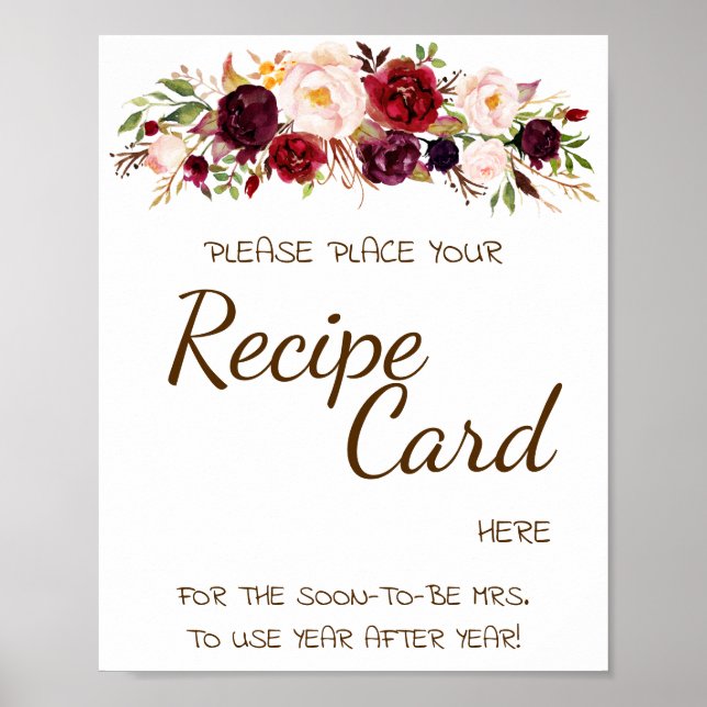 Place Recipe Karte Hier Marsala Blume Duschgel Poster (Vorne)