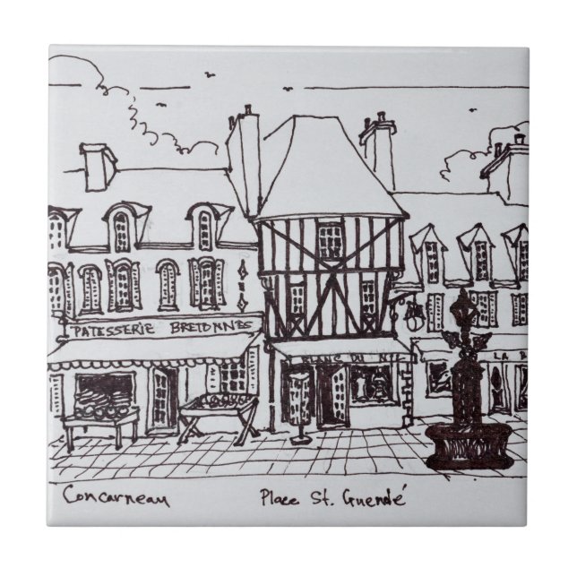 Place Saint-Guenole, Concarneau| Bretagne Fliese (Vorderseite)