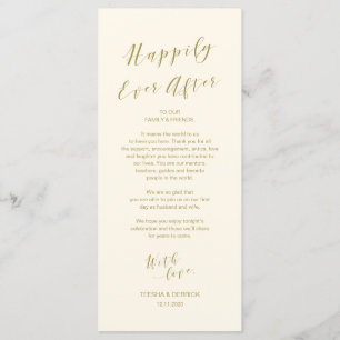 Place Setting Danke Karte, modernes Script Gold Programm