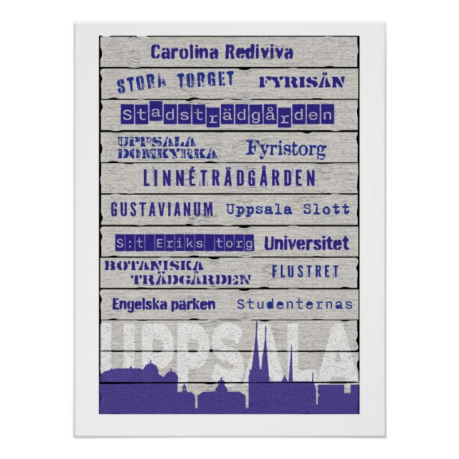 Places in Uppsala Glossy Poster (Vorderseite)