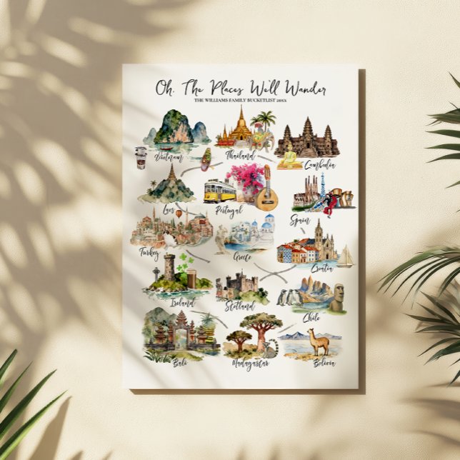 Places We’ll Wander | Monogram Travel Bucket List Poster (Von Creator hochgeladen)