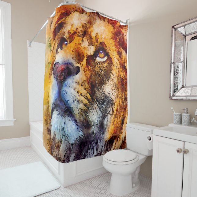 Placid Lion Face Duschvorhang (Beispiel)