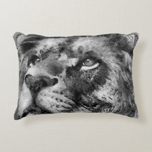 Placid Lion Face Silver Dekokissen