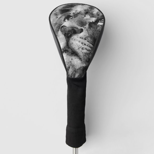 Placid Lion Face Silver Golf Headcover (Vorderseite)