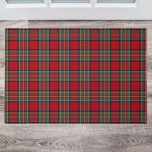 Pläd Clan Stewart Green Red Blue Check Tartan Fußmatte