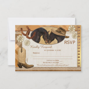Pläd Country Western Wedding RSVP Card Karte