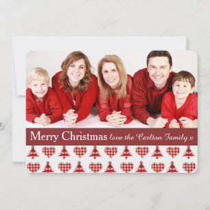 Pläd Red Christmas Trees Pattern Custom Foto Feiertagskarte