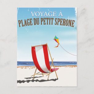 Plage du Petit Sperone, Frankreich, Vintage Poster Postkarte