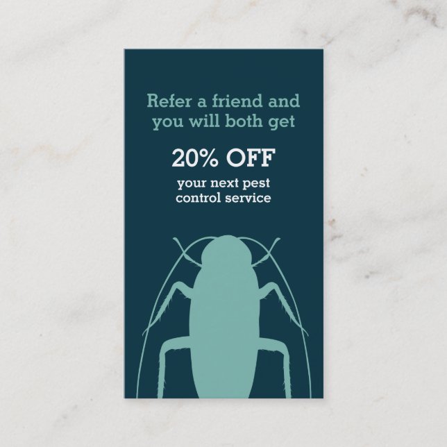 Plage-Kontrolle hält Kunden instand Empfehlungskarte (Vorderseite)