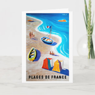 Plages de France - Vintage Travel Poster Karte