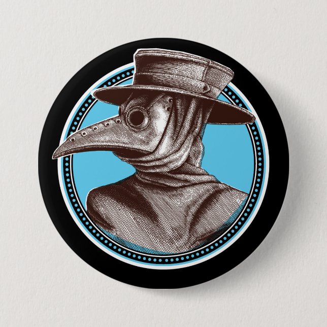 Plague Doctor Button Blue (Vorderseite)