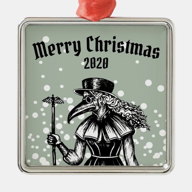 Plague Doctor Christmas Ornament Aus Metall (Vorne)
