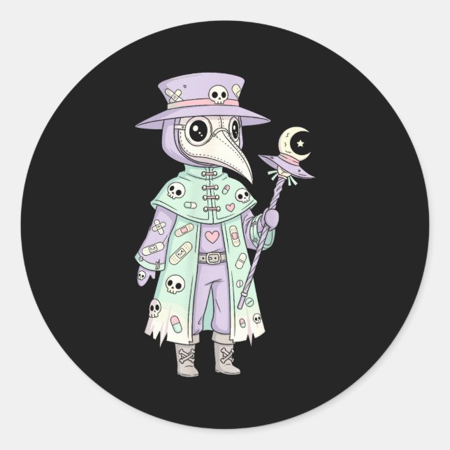 Plague Doctor Gothic Pastel Cute Moth Face Mask Oc Runder Aufkleber (Vorderseite)
