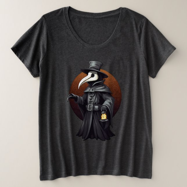 Plague Doctor Lantern T-Shirt – Dark Gothic (Design vorne)
