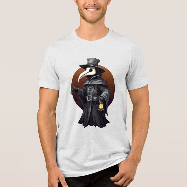 Plague Doctor Lantern T-Shirt – Dark Gothic Tri-Blend Shirt (Vorderseite)