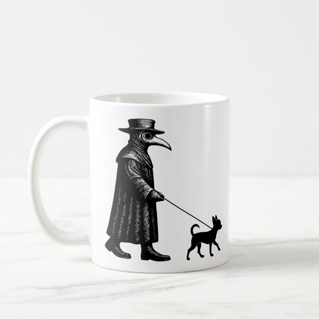 Plague Doctor Walking Chihuahua Kaffeetasse (Links)