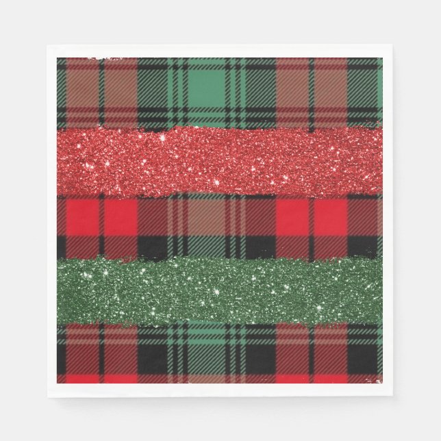 Plaid and Glitter Paper Napkin Serviette (Vorderseite)