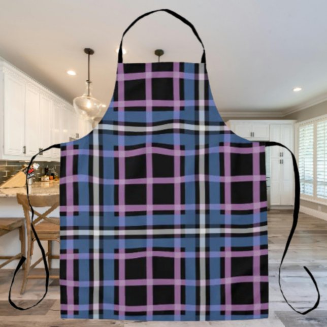 Plaid Apron – Blue & Lavender Checkered Kitchen Schürze (Von Creator hochgeladen)