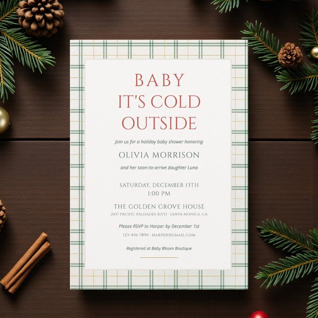 Plaid Baby It's Cold Outside Baby Shower Einladung (Von Creator hochgeladen)