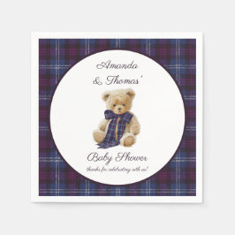 Plaid Bear Themed Baby Shower  Serviette