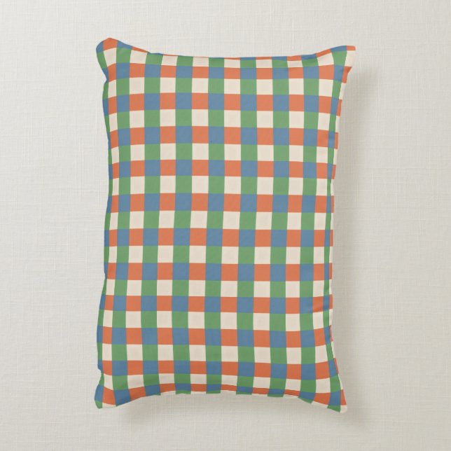 Plaid Beige Green Red Accent Pillow Dekokissen (Rückseite(Vertikal))