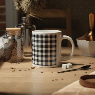Plaid Black and White Check Kaffeetasse