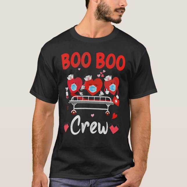 Plaid Boo Boo Crew Valentine's Day Heart Nurse Wea T-Shirt (Vorderseite)