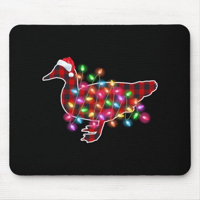 Plaid Buffalo Duck Christmas Pajamas Xmas Lights F Mousepad (Vorne)