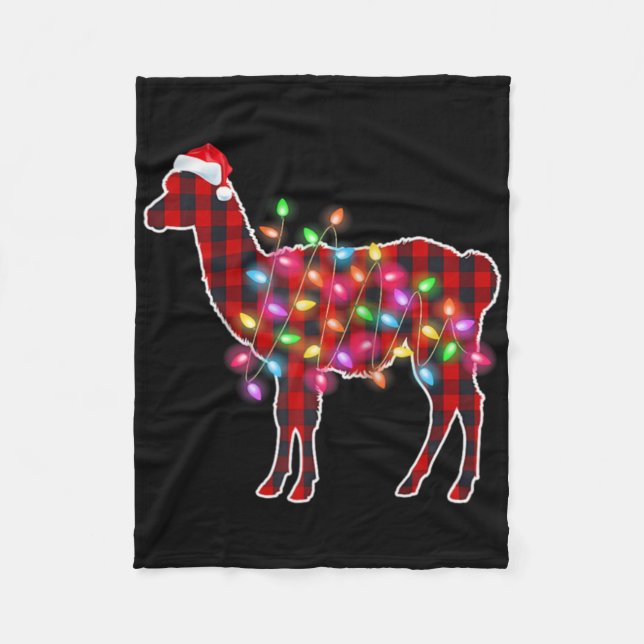 Plaid Buffalo Llama Christmas Pajamas Xmas Lights  Fleecedecke (Vorderseite)