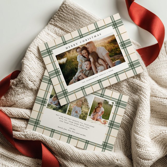 Plaid Christmas Card with Photo Feiertagskarte (Von Creator hochgeladen)
