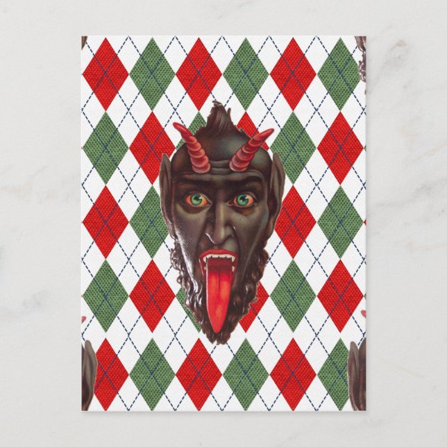 plaid christmas krampus feiertagspostkarte (Vorderseite)