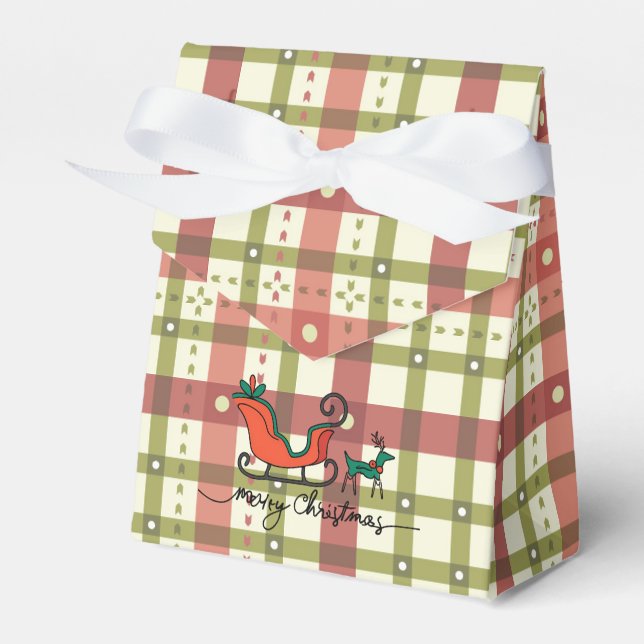 Plaid Christmas Tent Favor Box Geschenkschachtel (Vorderseite)
