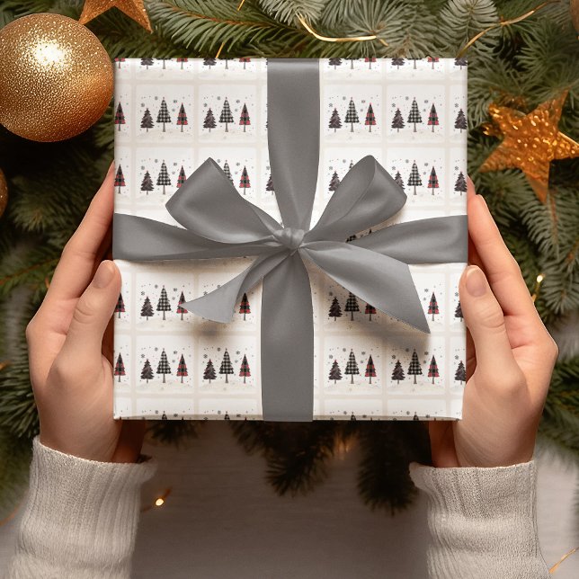 Plaid Christmas Trees Personalized Holiday  Geschenkpapier (Von Creator hochgeladen)