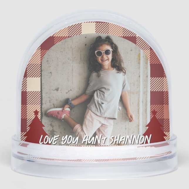 Plaid Christmas Two Photos Schneekugeln (Vorderseite)