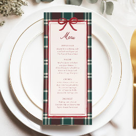Plaid Christmas Wedding Menu | Holiday Tartan Menükarte